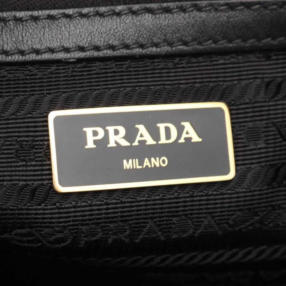 Prada Canvas LOGO Bag Black JACQUARD Leather Tote - Picture 3 of 9